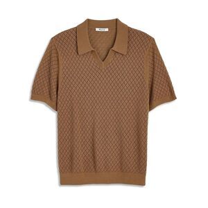 NWT's MADEWELL Men's Size XL Diamond Pattern Collared V-Neck Polo Sweater Brown